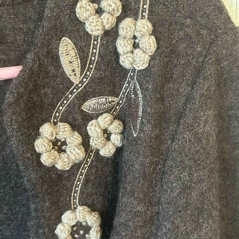 Cynthia Rowley Wool Cardigan in Light Brown Heather - Picture 5 of 7